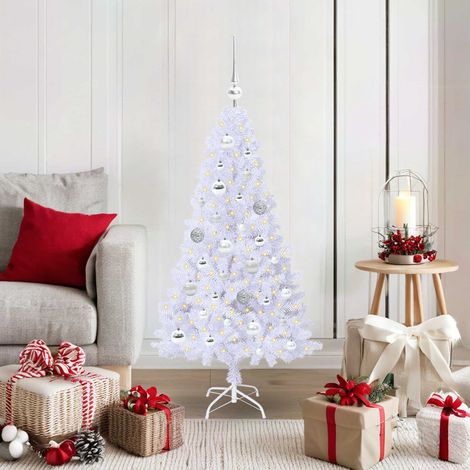 Künstlicher Weihnachtsbaum Weiß 120 cm PVC und Stahl