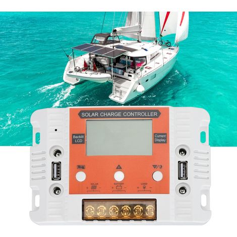 Weiße und orangefarbene Hintergrundbeleuchtungsanzeige für 12V/24V 30A Solarregler mit Stromanzeige und Solarladeregler. (1/5)