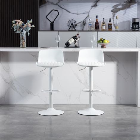 Barhocker drehbar höhenverstellbar gepolstert Weiß OKMYHOME (1/5)