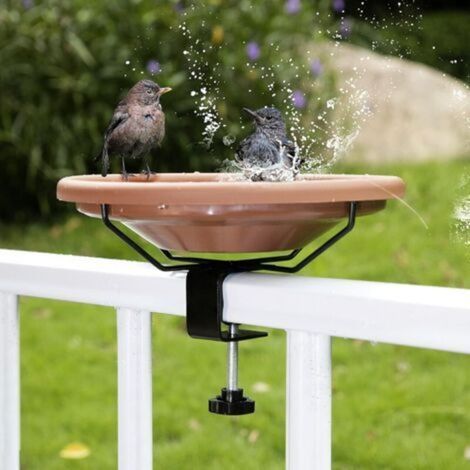 Abreuvoir Oiseaux Exterieur à Suspendre, Abreuvoir Oiseaux à Poser pour Balcon Jardin, Bains pour Oiseaux Sauvages, Mangeoire Oiseaux sur Pied, Jardin Decoration Extérieur, Grande Metal Fer (brun) (1/4)