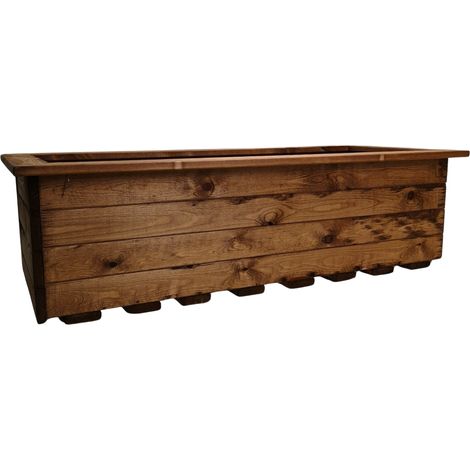Hand Made 108cm x 41cm Rustic Wooden Large Garden Trough / Flower Bed Planter (1/5)