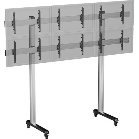 Support TV sur pieds - 6 écrans 50''- 55'' - Hauteur 240 cm - A roulettes (1/3)