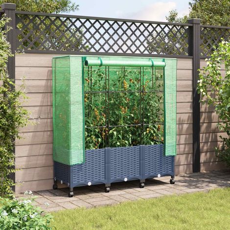 Teenpull – Gartenplanter mit Gewächshausabdeckung und Rädern 3 Stk. PP (1/5)
