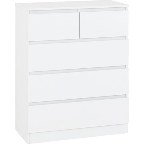 Malvern 3+2 Drawer Chest of Drawers - L40 x W99.5 x H80 cm - White