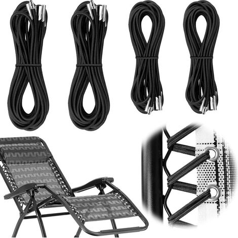 Lot de 4 cordons de rechange universels, élastiques de rechange élastiques, inclinables avec cordons élastiques, pour chaise longue, cordes élastiques de gravité, pour gravité zéro, inclinables de (1/5)