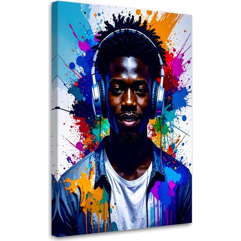 Wandbild DJ Musik Kopfhörer Junge 60x90 cm (1/5)