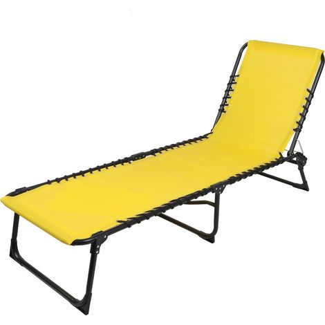 Set von 2 Sonnenliegen in Senfgelb – 187x56x26/85 cm – Metall – Strapazierfähiges Gewebe – Klappbar