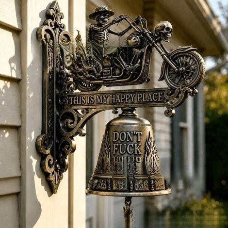 New Skull Dragon Rider Bell - Resin Decorative Wall-Mounted Skull Rider Doorbell