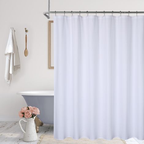 Shower Curtain - Waterproof Peach Skin - White, 72"x72", Pressed Foam - for Bathroom, Home (1/5)