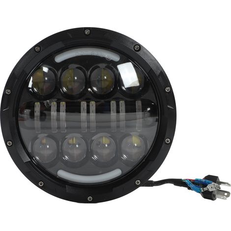 Phare LED Moto 7 pouces 6000K Blanc 3000LM 12V 80W Étanche Universel (1/5)