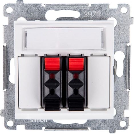 Prise double haut-parleur Simon 54 blanche DGL32.01/11