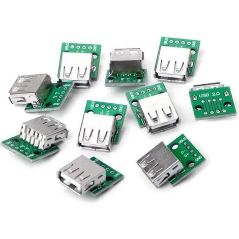 Lot de 10 adaptateurs USB 2.0 femelles DIP à 4 broches, connecteurs droits, soudés, pour téléphone portable - 03 (1/5)