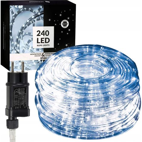 TUBO LUMINOSO ESTERNO 240 LED LUCI BIANCO FREDDO 10M NASTRO LUMINOSO IP44