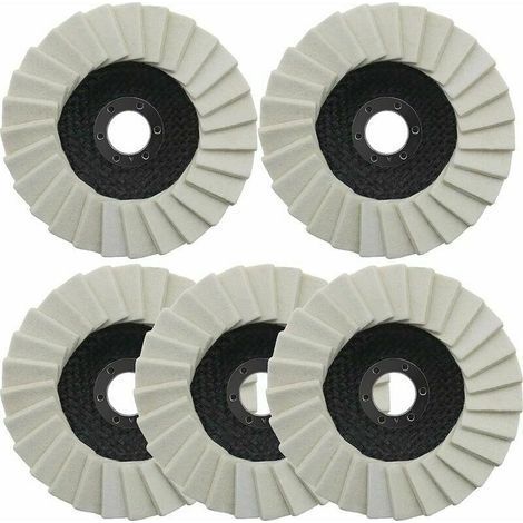Roue de Polissage en Feutre de Laine Rondelle Dentelée Disque Rabat pour Acier Inoxydable Verre Métaux Aluminium Meuleuse d'angle(5pcs 125mm) (1/5)
