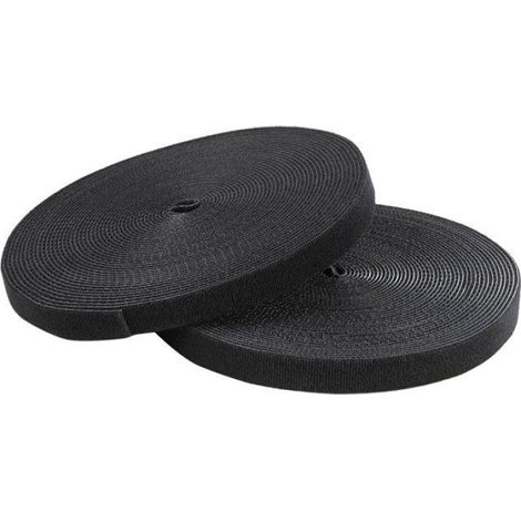 Attache De Câble - Tissu Noir - 7,6 M - 19 Mm - Réutilisable Et Ajustable (1/3)