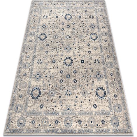 Carpet Wool NAIN Frame ornament 7586/51935 beige / navy beige 80x150 cm
