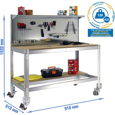 simonrack Werkbank aus galvanisiertem Metall und Holz 2023