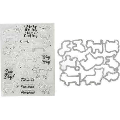 Einzigartiges Stempelset mit Schäferhundmotiv, transparenter Stempel, Schneide- und Prägeset für DIY-Bastelarbeiten und Scrapbooking (1/5)