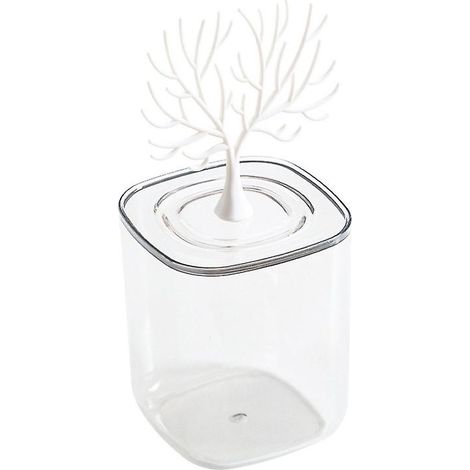 Boîte de rangement transparente pour coton et distributeur de cosmétiques 10,8 x 8,7 x 8,7 cm (1/4)