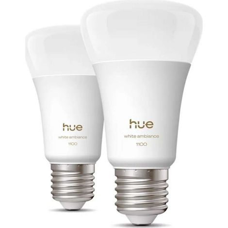 Confezione da 2 lampadine LED connesse A60 - PHILIPS HUE - Luce bianca calda - Attacco E27 - 8,1W - 1000-2000k - 1100 lumen (1/5)