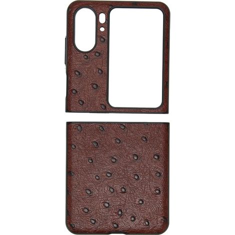 Faltbare Hülle für Oppo Find N2 Flip, Straußenmuster, kratz- und staubfest, braun, robuster Schutz. (1/5)