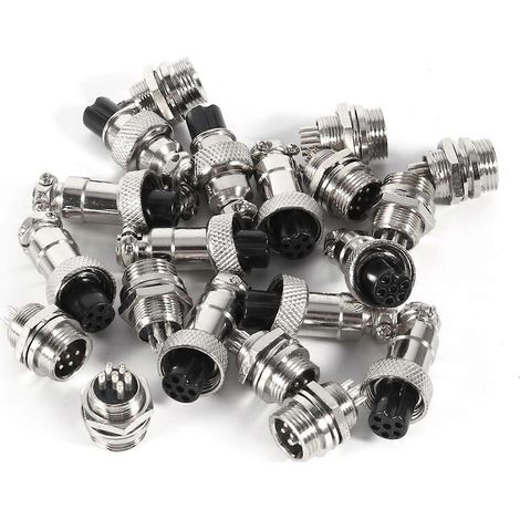 Lot de 10 connecteurs aéronautiques GX12 à 6 broches de 12 mm (mâle/femelle) avec prise métallique