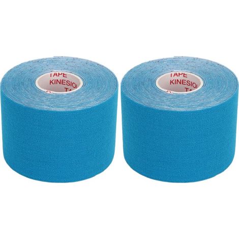 2 Rouleaux de Ruban Kinésiologique 5cm x 5m pour Sport et Fitness, Bleu Ciel - Adhésif Musculaire (1/5)