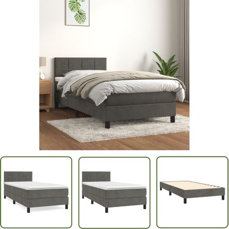 The Living Store Boxspringbett mit Matratze Dunkelgrau 80x200 cm Samt - Samtbett - Boxspringbett - Doppelbett - Bettauflage - Matratze (1/5)