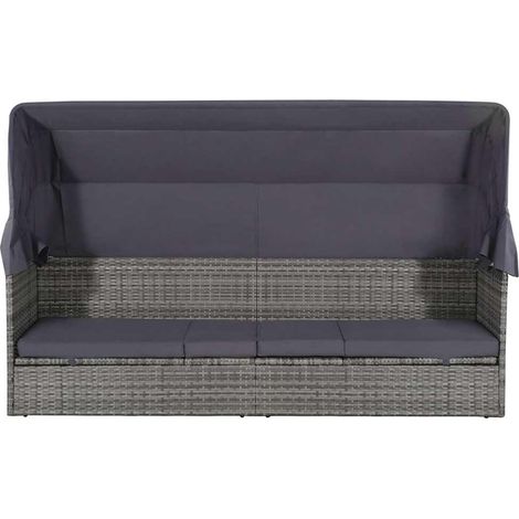 Maison Exclusive - Lit de jardin avec auvent Gris 205x62 cm Résine tressée (1/5)