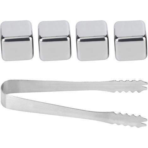 Cubitos de hielo reutilizables de acero inoxidable 304 con clip, para vino, whisky y otras bebidas (juego de 4). (1/5)
