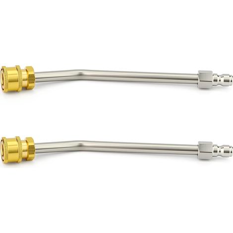 2PCS Lance de nettoyage pour nettoyeur haute pression, angle 30°, raccords laiton, tige rallonge pour zones difficiles d’accès