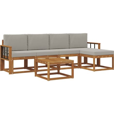 Conjunto de sofás de exterior 6 uds. Gris Natural y Claro vidaXL (1/5)