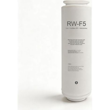 VIESTA® RW-F5 filtro combinado PCB 2-en-1 repuesto original para RW250 ósmosis inversa  prefiltro sedimentos y carbón activado  reduce óxido, arena, cloro, partículas  cambio 6-12 meses (1/2)