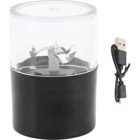Elektrische Gewürzmühle mit USB-Anschluss, tragbarer Mahlstein mit Edelstahlklinge für Kräuter und Gewürze, Schwarz