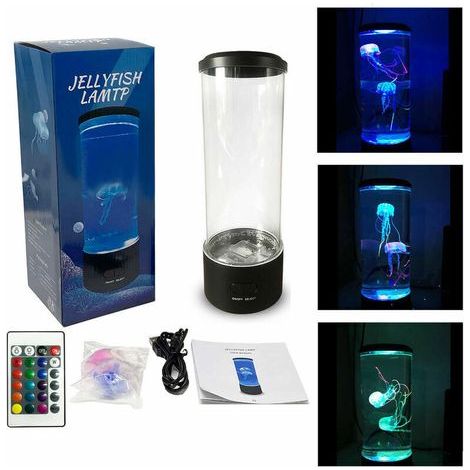 Lampe LED Méduse – Veilleuse colorée à effet simulant une méduse, branchement USB pour chambre, bureau et salon (1/5)