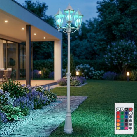 Lampada da terra per esterni Lampada da terra a candelabro bianco dimmerabile Telecomando in un set che include lampadine a LED RGB