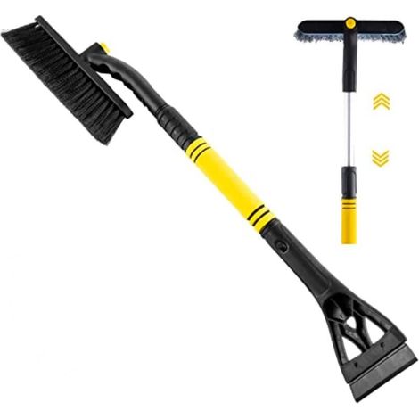 3 en 1 Grattoir Voiture télescopique Avec Balais à neige pour auto, Raclette givre Grattoir pare brise,Grattoir voiture Avec brosse voiture,Amovible grattoir à glace avec poignée ergonomique e (1/5)