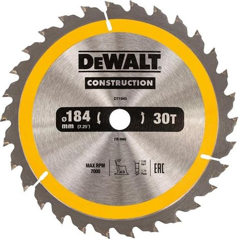 DeWALT DT1940-QZ hoja de sierra circular 18,4 cm 1 pieza(s)