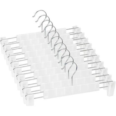 Lot de 10 Cintres Porte-Jupes, Cintres pour Pantalon, avec 2 Pinces antidérapants et réglables, pour Pantalons Suspendus, Chaussettes, Jupes - translucidesdengyank (1/5)