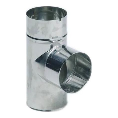 TEN – Té équerre inox 180mm – Raccord fumisterie pour tous combustibles – Non compatible avec marques (1/4)