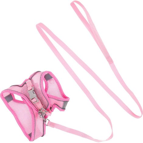 Arnés reflectante para perros con correa para un fácil control de la mascota, 1 juego, color rosa. (1/5)