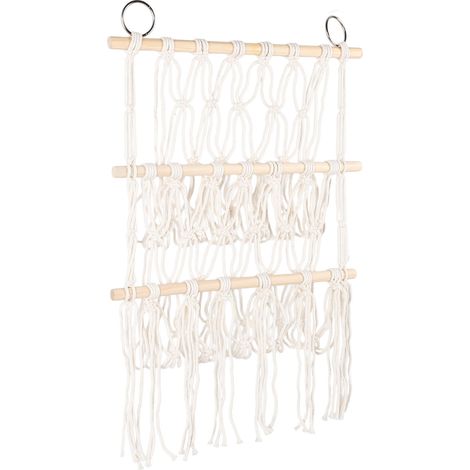Filet de rangement mural multicouche pour peluches, présentoir avec bâtonnet en bois pour livres, poupées et serviettes. Double couche. (1/5)