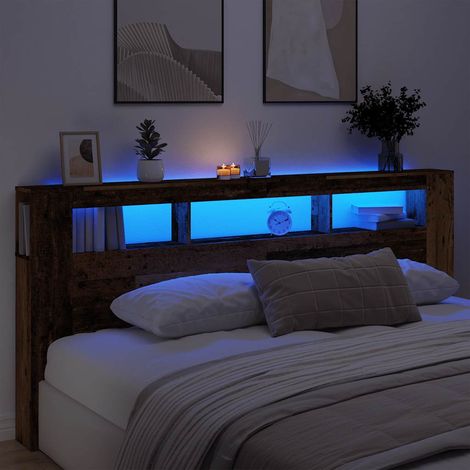 vidaXL Testiera LED Legno Antico 220x18,5x103,5 cm Legno Multistrato