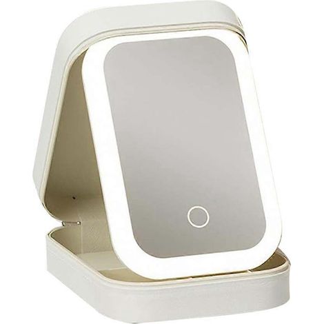 Miroir de maquillage de voyage avec lumière, trousse de maquillage compacte avec miroir LED --- (1/5)