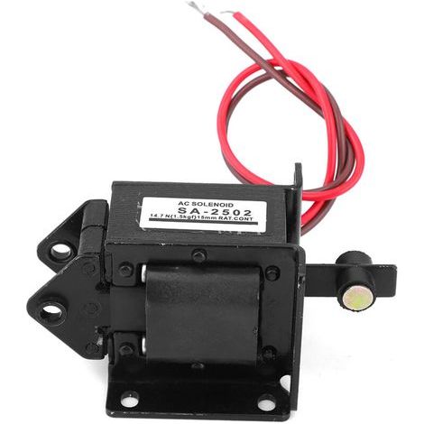 Électroaimant tractif CA 220V pour automatisation industrielle, force 14.7N, course 15mm, modèle SA-2502 (1/5)