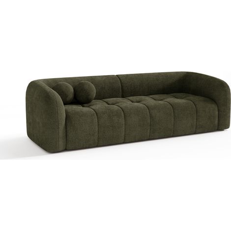 Canapé 3 places en velours texturé vert vintage HAUSSMANN