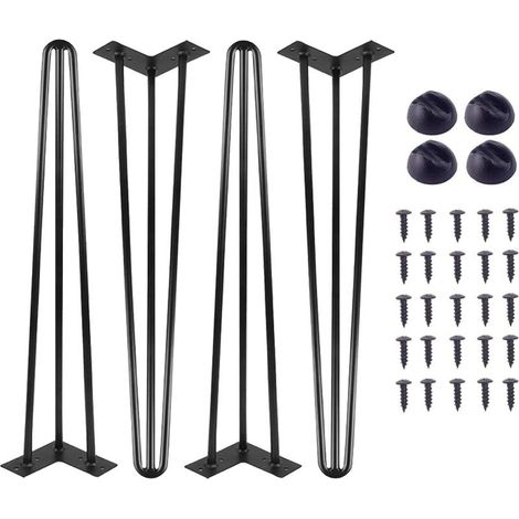 Haarnadelbeine, 40 cm (16 Zoll) lange Couchtischbeine, 4er-Set, schwarze Metall-Tischbeine, Selbstmontage, Metall-Haarnadel-Tischbeine, 3 x 10 mm Stäbe mit Schrauben (1/5)