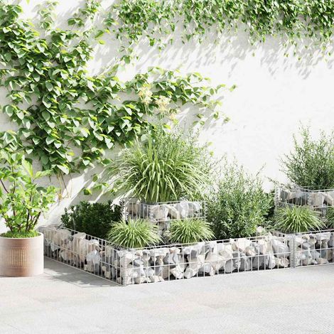 Jardinière Bac A Fleur  en gabion Acier galvanisé 120x120x20 cm 12747