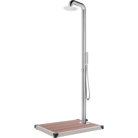 Gartendusche mit Brauner Bodenplatte 230 cm Edelstahl