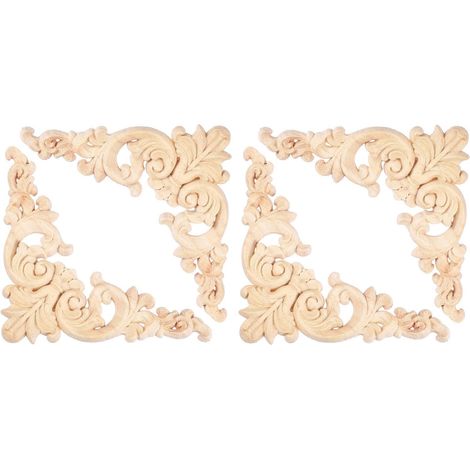 de 4 stickers décoratifs en bois beige sculpté à coller et à (1/5)